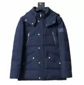 doudoune burberry homme bonne qualite hooded cropped concealed snap button and zip ski bleu